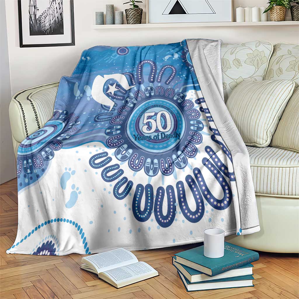 NAIDOC Week 2026 Blanket 50 Years Deadly Dhari Blue Aboriginal Art