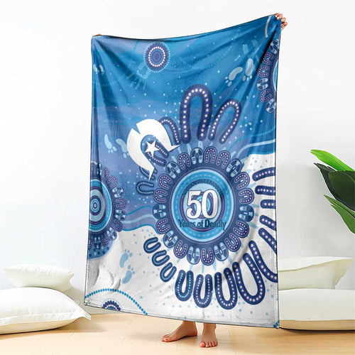 NAIDOC Week 2026 Blanket 50 Years Deadly Dhari Blue Aboriginal Art