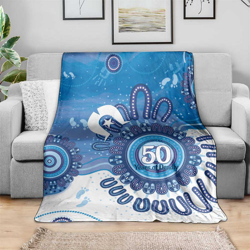 NAIDOC Week 2026 Blanket 50 Years Deadly Dhari Blue Aboriginal Art