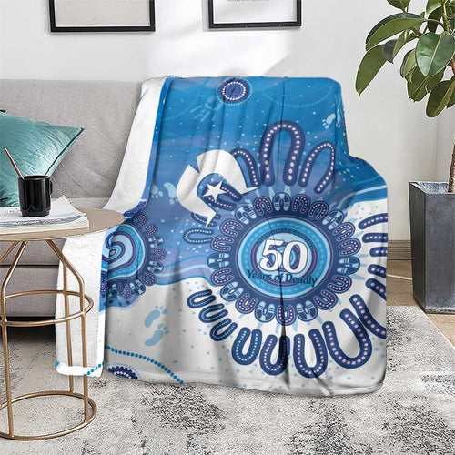 NAIDOC Week 2026 Blanket 50 Years Deadly Dhari Blue Aboriginal Art