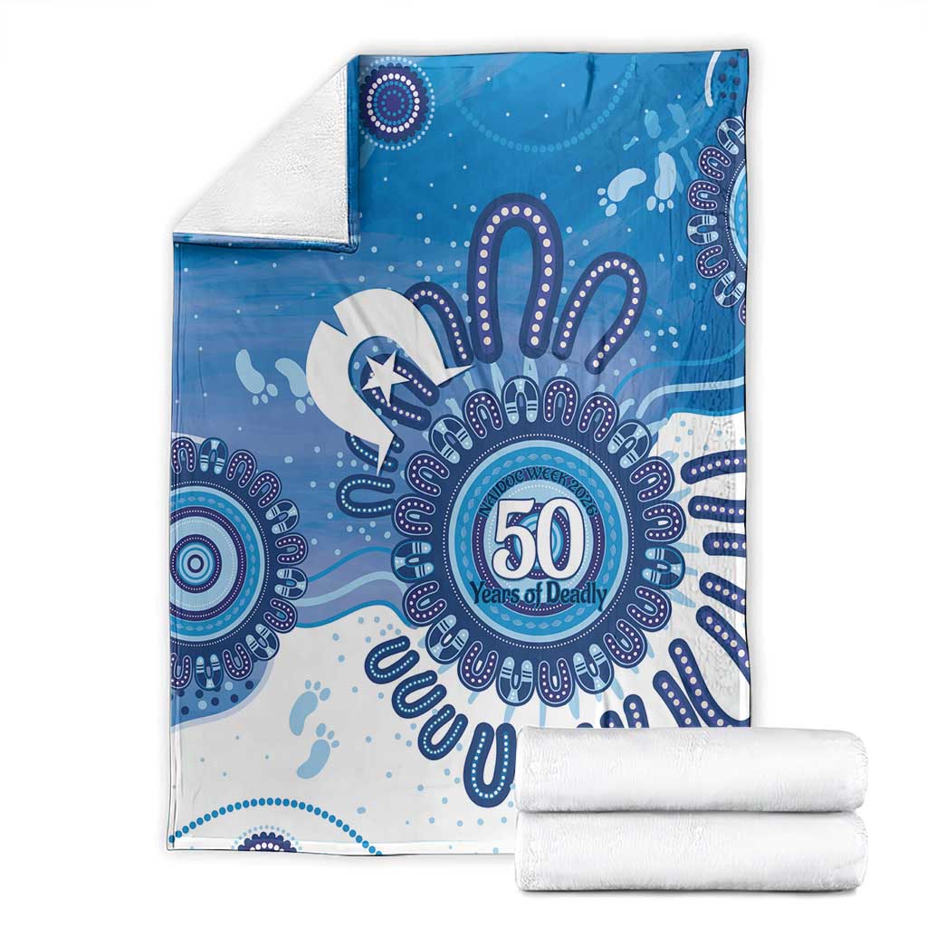 NAIDOC Week 2026 Blanket 50 Years Deadly Dhari Blue Aboriginal Art