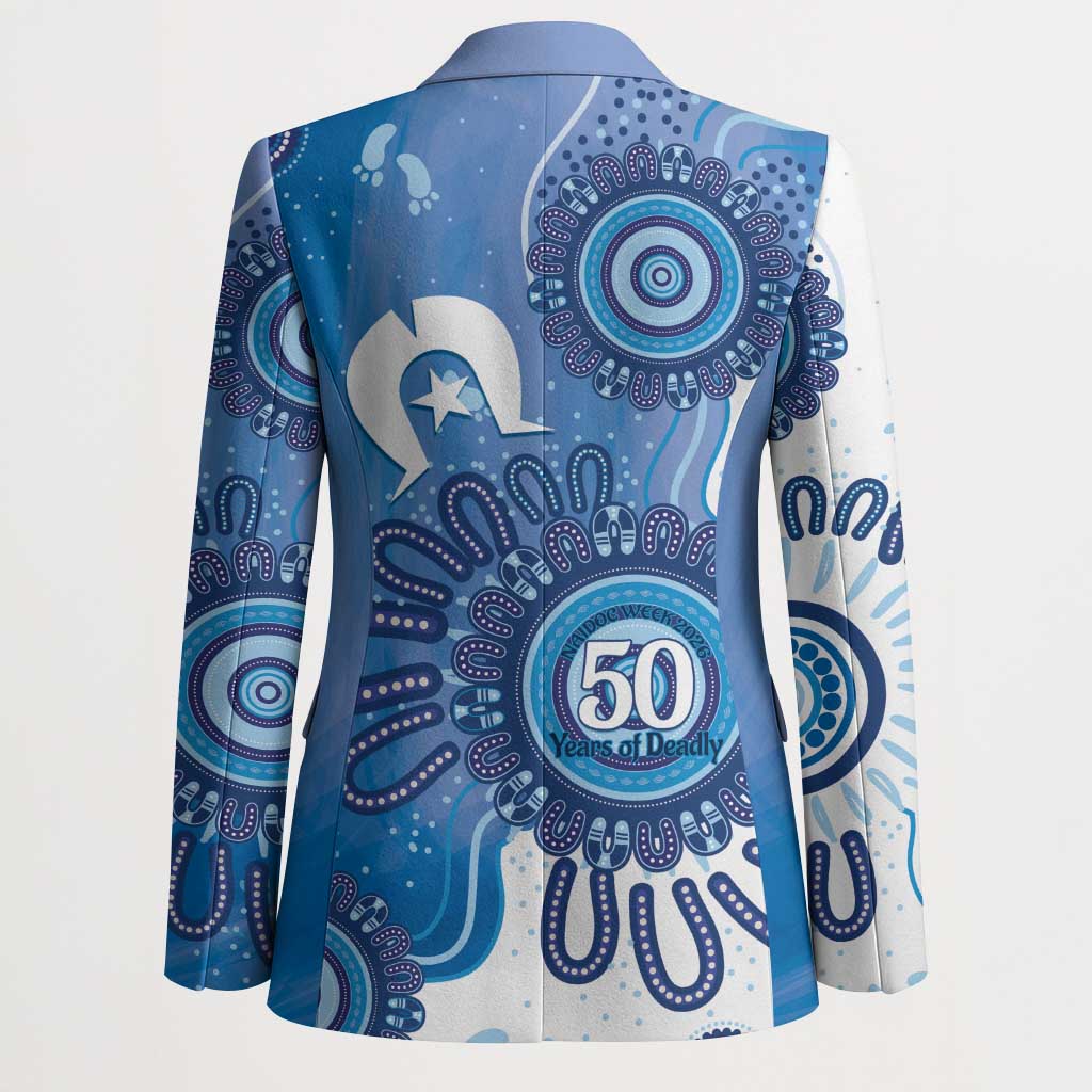 NAIDOC Week 2026 Blazer 50 Years Deadly Dhari Blue Aboriginal Art