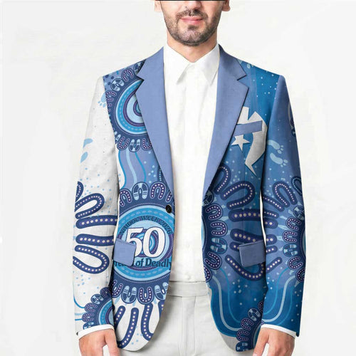 NAIDOC Week 2026 Blazer 50 Years Deadly Dhari Blue Aboriginal Art