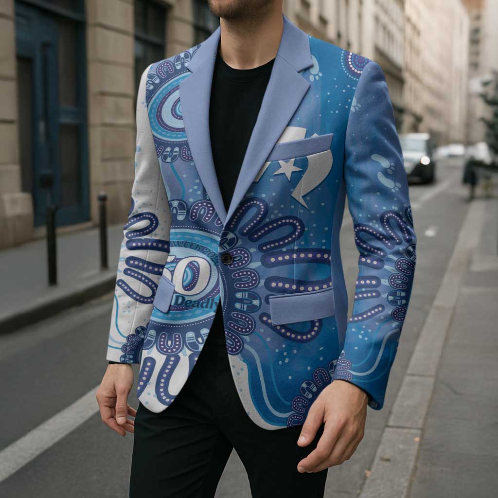 NAIDOC Week 2026 Blazer 50 Years Deadly Dhari Blue Aboriginal Art