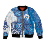 NAIDOC Week 2026 Bomber Jacket 50 Years Deadly Dhari Blue Aboriginal Art