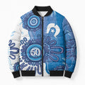NAIDOC Week 2026 Bomber Puffer Jacket 50 Years Deadly Dhari Blue Aboriginal Art