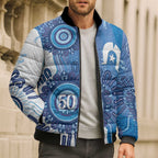 NAIDOC Week 2026 Bomber Puffer Jacket 50 Years Deadly Dhari Blue Aboriginal Art