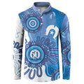 NAIDOC Week 2026 Button Sweatshirt 50 Years Deadly Dhari Blue Aboriginal Art