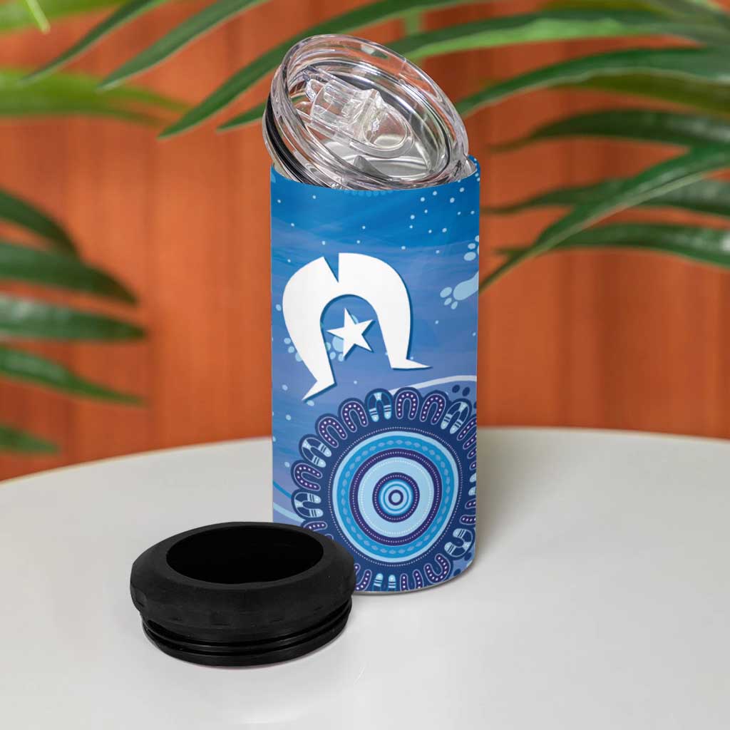 NAIDOC Week 2026 4 in 1 Can Cooler Tumbler 50 Years Deadly Dhari Blue Aboriginal Art