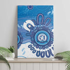 NAIDOC Week 2026 Canvas Wall Art 50 Years Deadly Dhari Blue Aboriginal Art