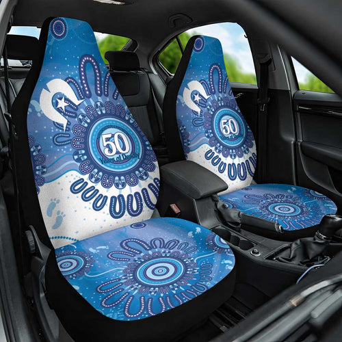 NAIDOC Week 2026 Car Seat Cover 50 Years Deadly Dhari Blue Aboriginal Art