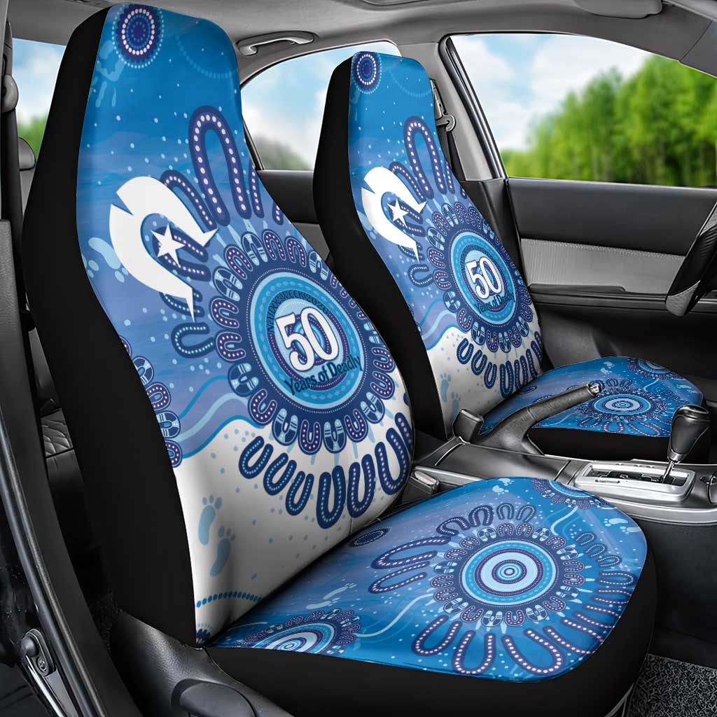 NAIDOC Week 2026 Car Seat Cover 50 Years Deadly Dhari Blue Aboriginal Art