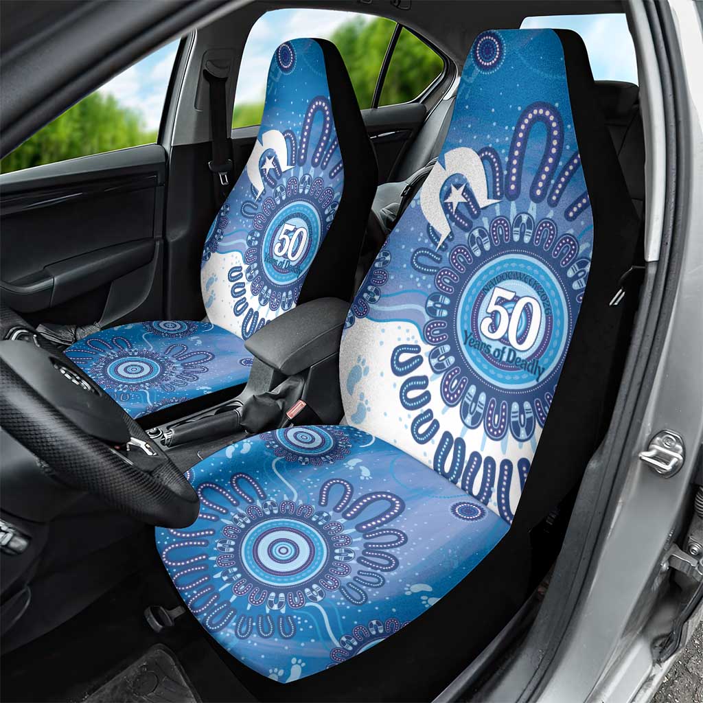 NAIDOC Week 2026 Car Seat Cover 50 Years Deadly Dhari Blue Aboriginal Art