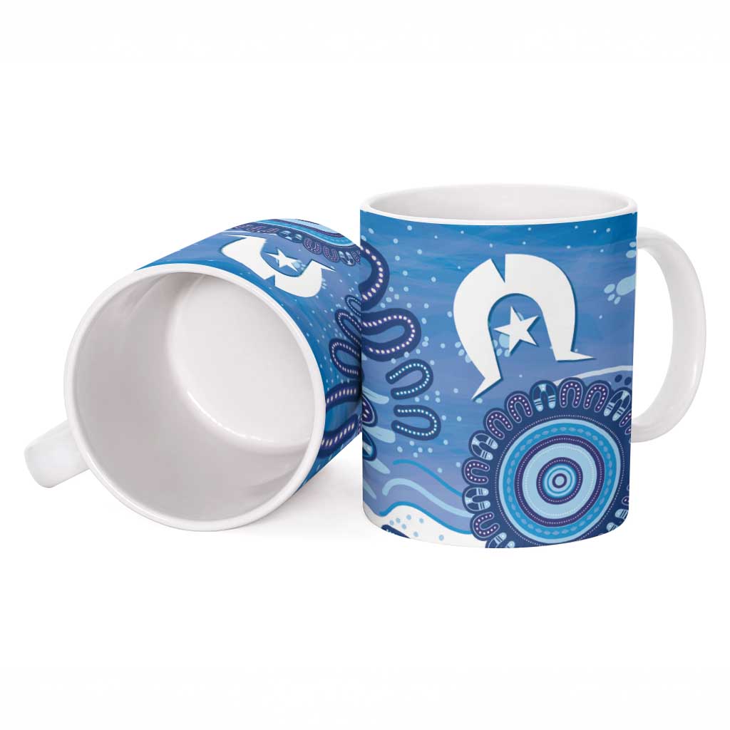 NAIDOC Week 2026 Ceramic Mug 50 Years Deadly Dhari Blue Aboriginal Art