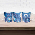 NAIDOC Week 2026 Ceramic Mug 50 Years Deadly Dhari Blue Aboriginal Art