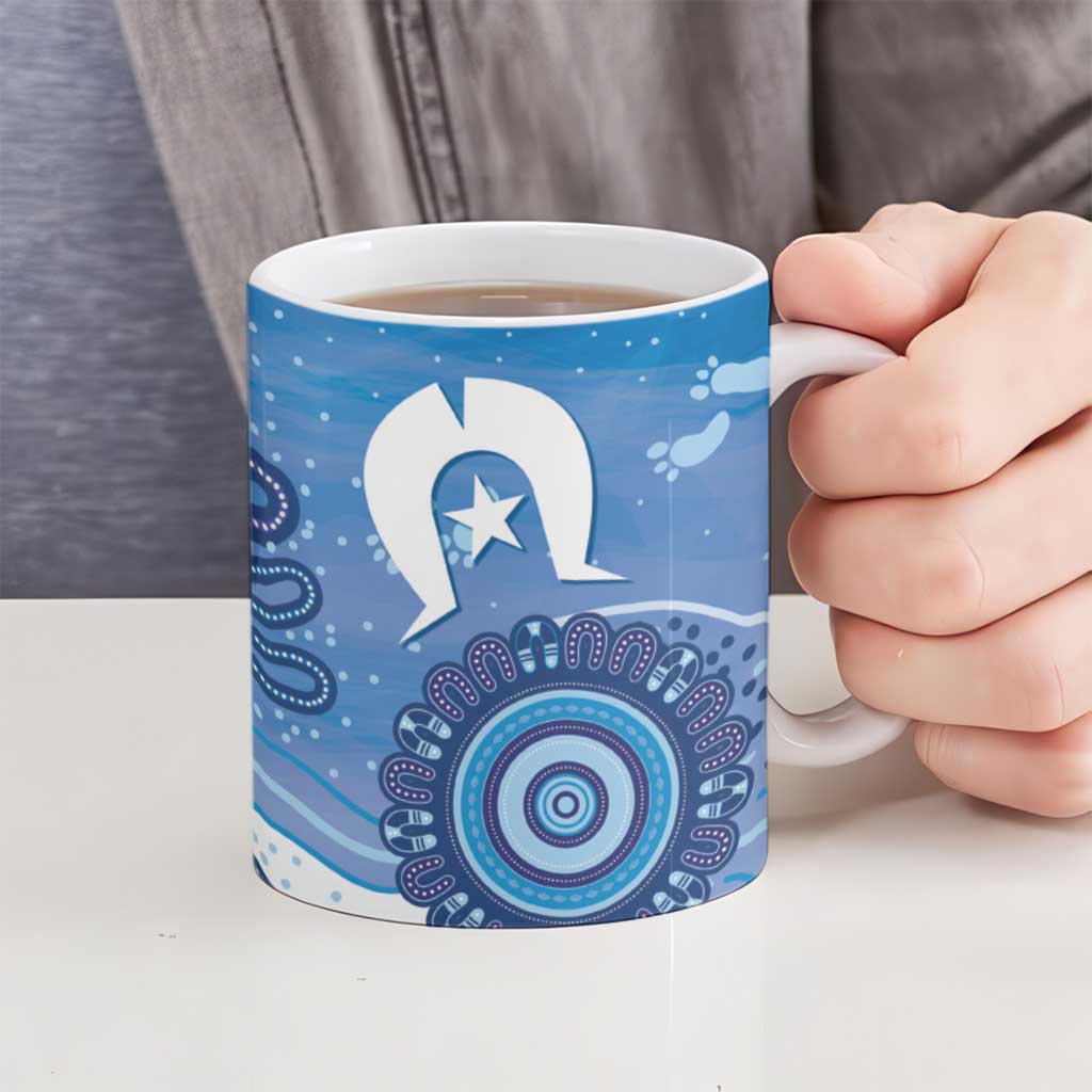 NAIDOC Week 2026 Ceramic Mug 50 Years Deadly Dhari Blue Aboriginal Art