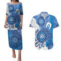 NAIDOC Week 2026 Couples Matching Puletasi and Hawaiian Shirt 50 Years Deadly Dhari Blue Aboriginal Art