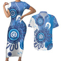 NAIDOC Week 2026 Couples Matching Short Sleeve Bodycon Dress and Hawaiian Shirt 50 Years Deadly Dhari Blue Aboriginal Art