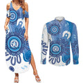 NAIDOC Week 2026 Couples Matching Summer Maxi Dress and Long Sleeve Button Shirt 50 Years Deadly Dhari Blue Aboriginal Art