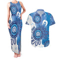 NAIDOC Week 2026 Couples Matching Tank Maxi Dress and Hawaiian Shirt 50 Years Deadly Dhari Blue Aboriginal Art