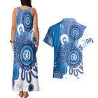 NAIDOC Week 2026 Couples Matching Tank Maxi Dress and Hawaiian Shirt 50 Years Deadly Dhari Blue Aboriginal Art
