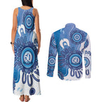 NAIDOC Week 2026 Couples Matching Tank Maxi Dress and Long Sleeve Button Shirt 50 Years Deadly Dhari Blue Aboriginal Art