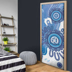 NAIDOC Week 2026 Door Cover 50 Years Deadly Dhari Blue Aboriginal Art