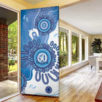 NAIDOC Week 2026 Door Cover 50 Years Deadly Dhari Blue Aboriginal Art