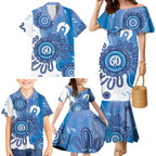 NAIDOC Week 2026 Family Matching Mermaid Dress and Hawaiian Shirt 50 Years Deadly Dhari Blue Aboriginal Art