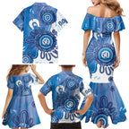NAIDOC Week 2026 Family Matching Mermaid Dress and Hawaiian Shirt 50 Years Deadly Dhari Blue Aboriginal Art