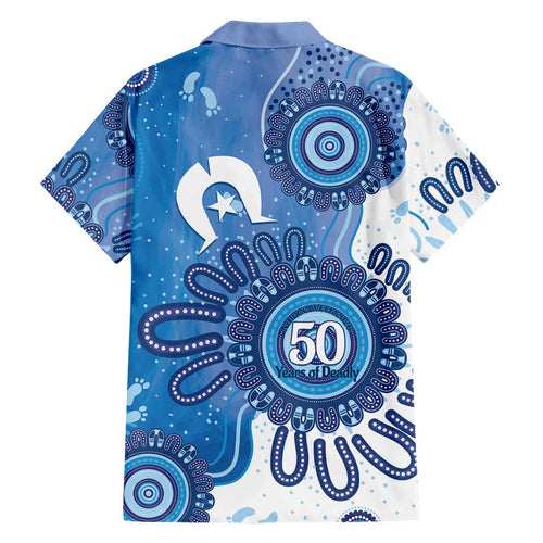 NAIDOC Week 2026 Family Matching Mermaid Dress and Hawaiian Shirt 50 Years Deadly Dhari Blue Aboriginal Art