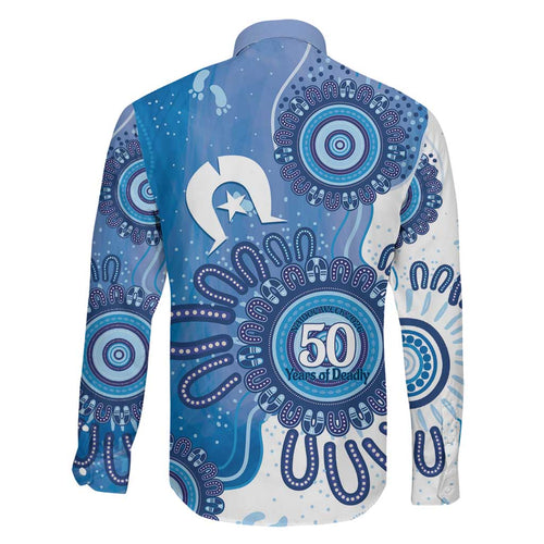 NAIDOC Week 2026 Family Matching Puletasi and Hawaiian Shirt 50 Years Deadly Dhari Blue Aboriginal Art