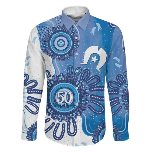 NAIDOC Week 2026 Family Matching Summer Maxi Dress and Hawaiian Shirt 50 Years Deadly Dhari Blue Aboriginal Art