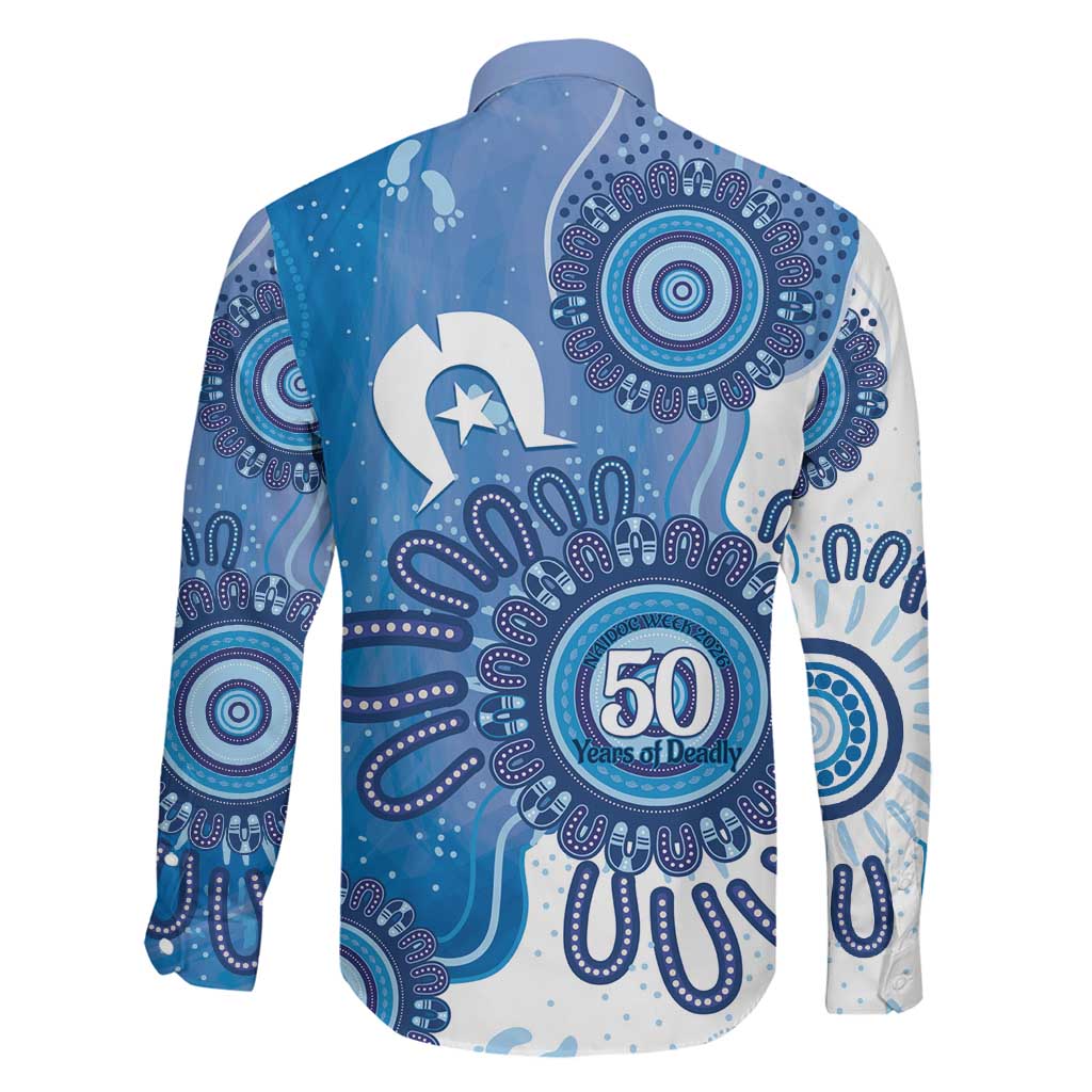 NAIDOC Week 2026 Family Matching Tank Maxi Dress and Hawaiian Shirt 50 Years Deadly Dhari Blue Aboriginal Art