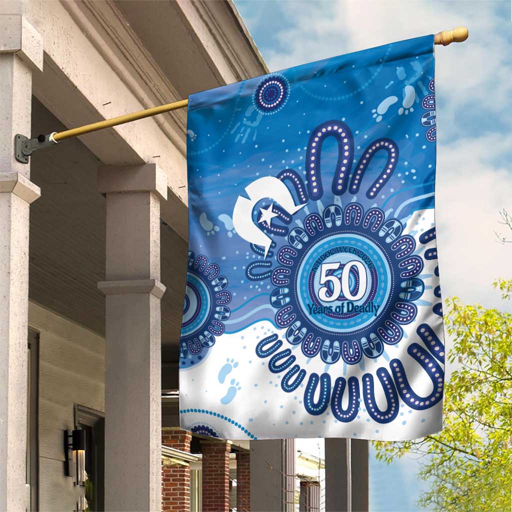NAIDOC Week 2026 Garden Flag 50 Years Deadly Dhari Blue Aboriginal Art