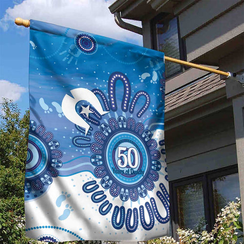 NAIDOC Week 2026 Garden Flag 50 Years Deadly Dhari Blue Aboriginal Art