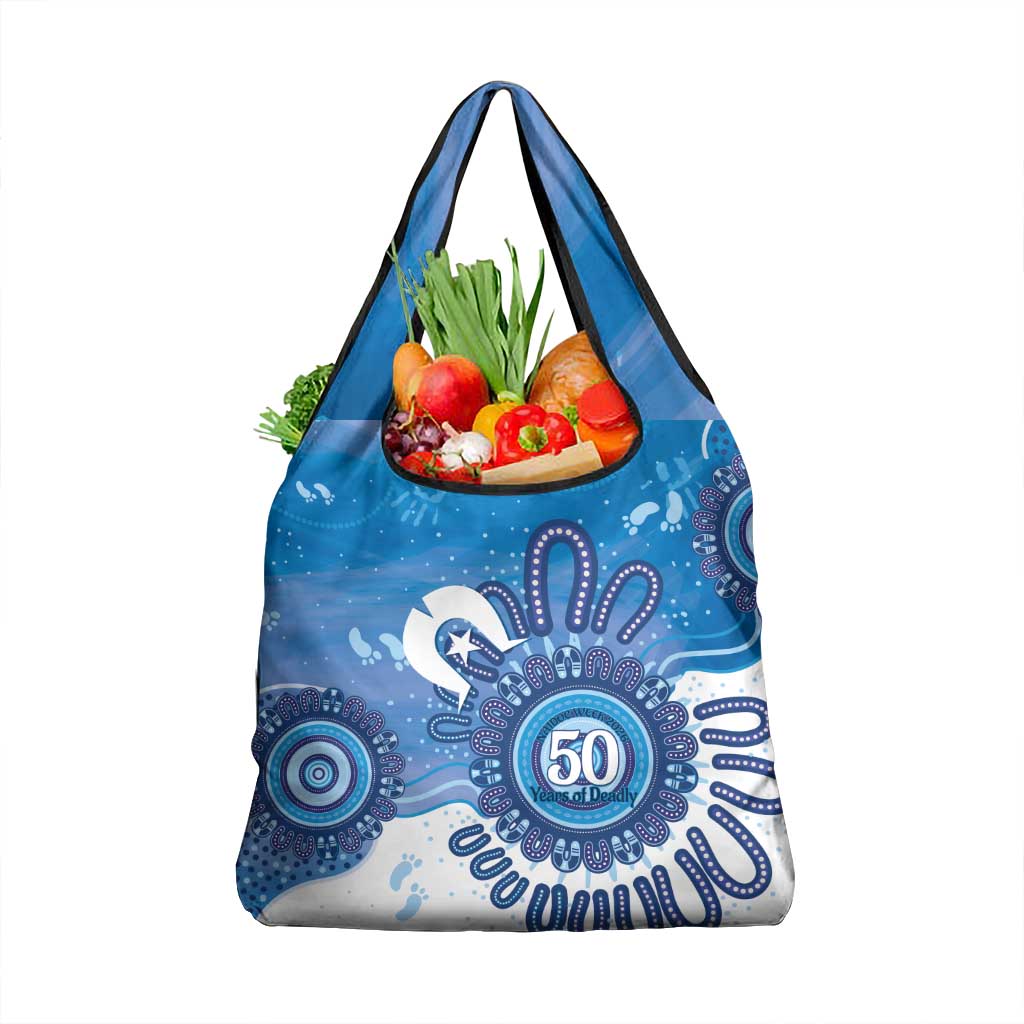 NAIDOC Week 2026 Grocery Bag 50 Years Deadly Dhari Blue Aboriginal Art