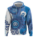 NAIDOC Week 2026 Hoodie 50 Years Deadly Dhari Blue Aboriginal Art