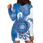 NAIDOC Week 2026 Hoodie Dress 50 Years Deadly Dhari Blue Aboriginal Art