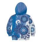 NAIDOC Week 2026 Kid Hoodie 50 Years Deadly Dhari Blue Aboriginal Art