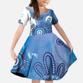 NAIDOC Week 2026 Kid Short Sleeve Dress 50 Years Deadly Dhari Blue Aboriginal Art