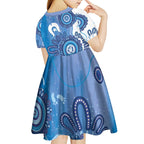 NAIDOC Week 2026 Kid Short Sleeve Dress 50 Years Deadly Dhari Blue Aboriginal Art