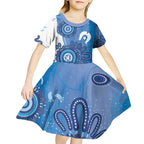 NAIDOC Week 2026 Kid Short Sleeve Dress 50 Years Deadly Dhari Blue Aboriginal Art