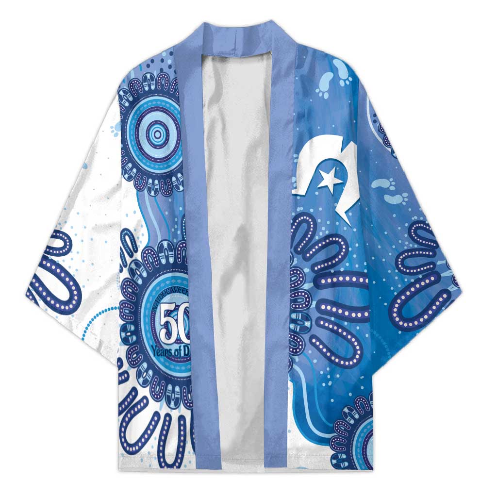 NAIDOC Week 2026 Kimono 50 Years Deadly Dhari Blue Aboriginal Art