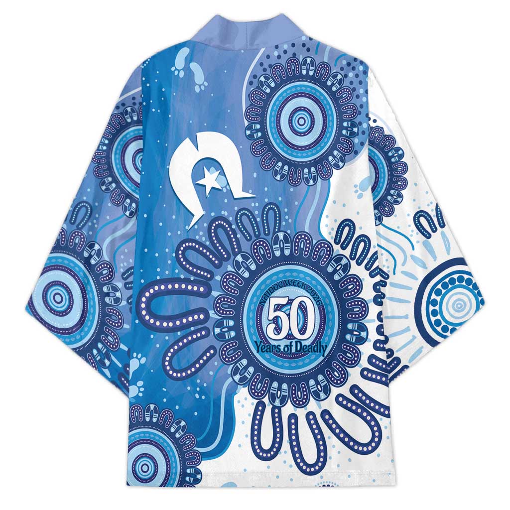 NAIDOC Week 2026 Kimono 50 Years Deadly Dhari Blue Aboriginal Art