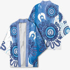 NAIDOC Week 2026 Kimono 50 Years Deadly Dhari Blue Aboriginal Art