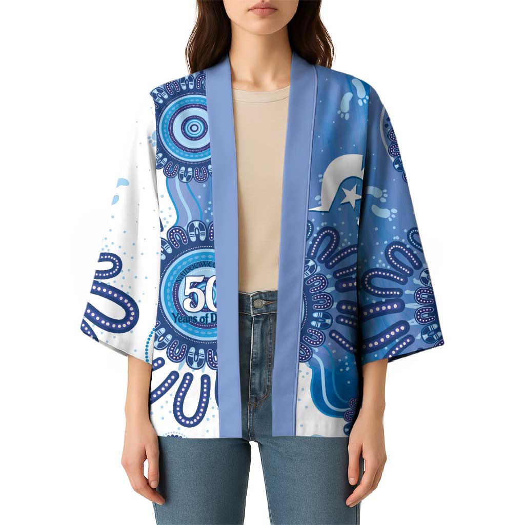 NAIDOC Week 2026 Kimono 50 Years Deadly Dhari Blue Aboriginal Art