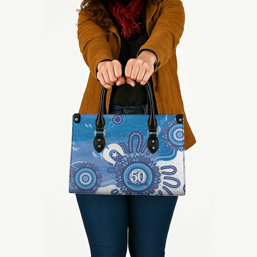 NAIDOC Week 2026 Leather Bag 50 Years Deadly Dhari Blue Aboriginal Art
