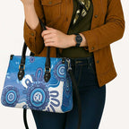 NAIDOC Week 2026 Leather Bag 50 Years Deadly Dhari Blue Aboriginal Art