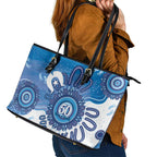 NAIDOC Week 2026 Leather Tote Bag 50 Years Deadly Dhari Blue Aboriginal Art